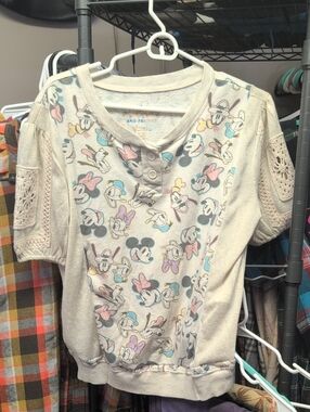 Custom Disney Short Sleeve Upcycle Featuring Lace Sleeves